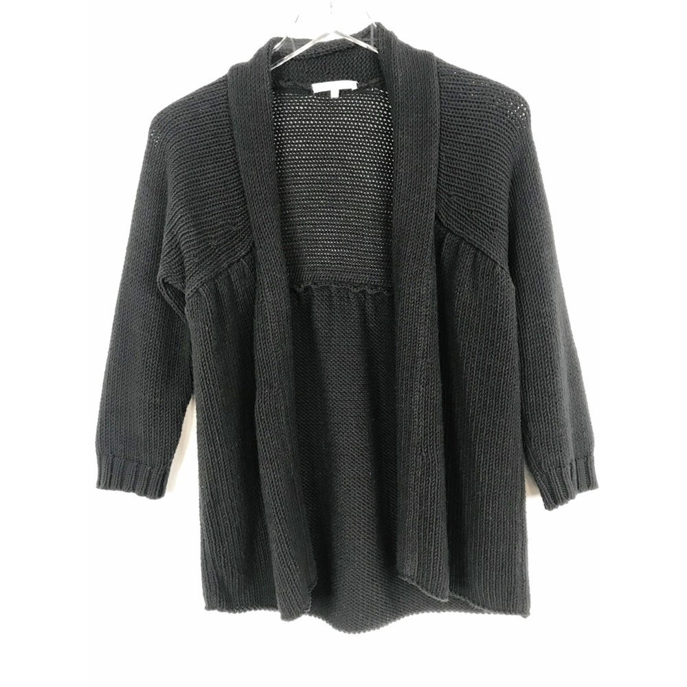 Vince Cardigan Sweater Womens Medium Black Open Front Chunky Cozy Lagenlook